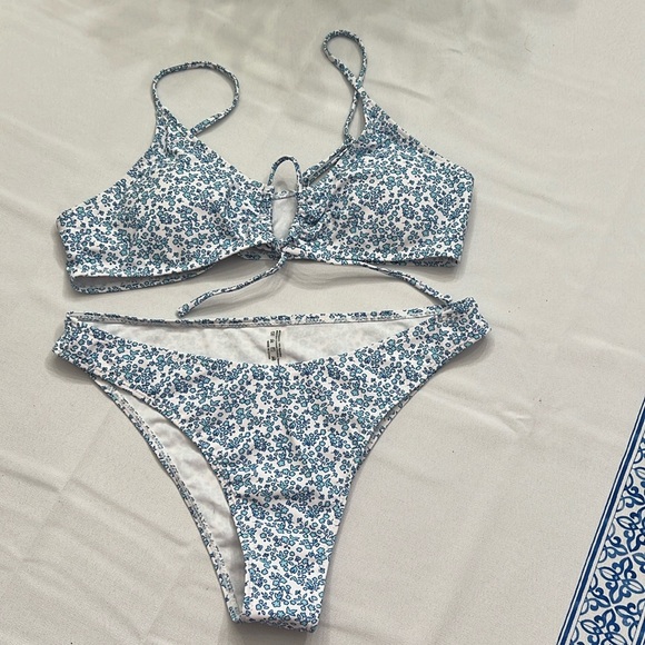 Women’s Two Piece Bathing Suit Floral Print Triangle Bikini Swimsuit XL - Picture 6 of 7